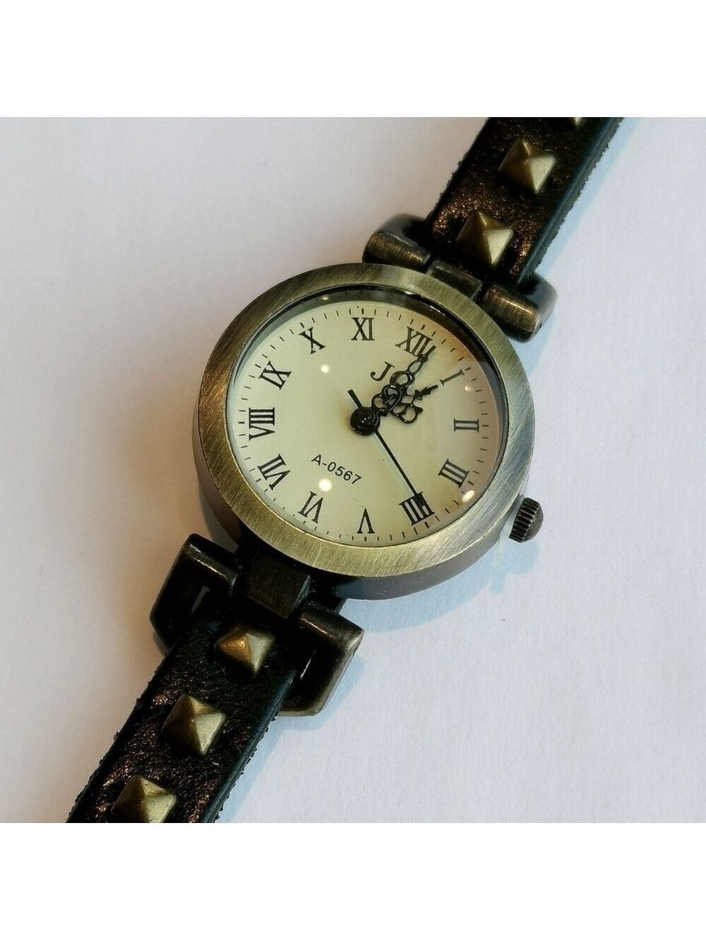 NWT watch black studded strap bronze case - Picture 9 of 9